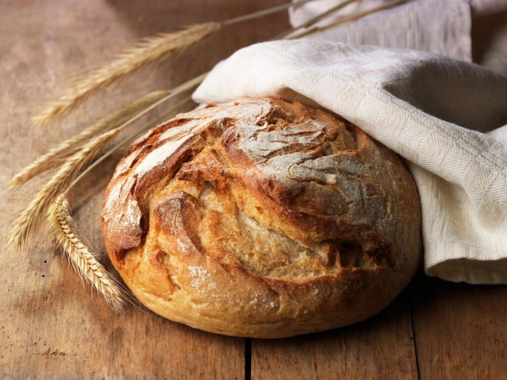 A loaf of bread on top of a table.