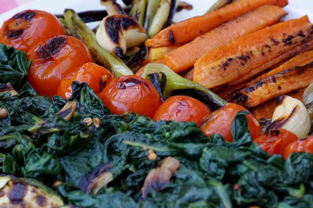 A close up of vegetables on the plate