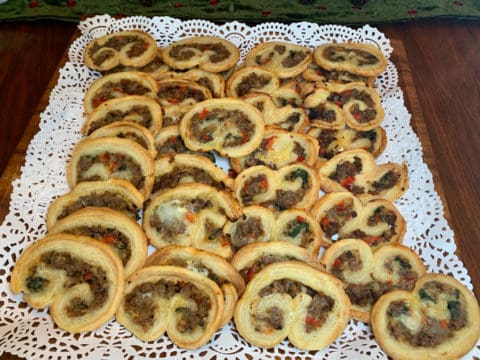 Assortment of savory puff pastry bites.