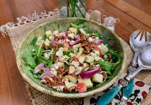 Apple, pecan, and blue cheese salad.