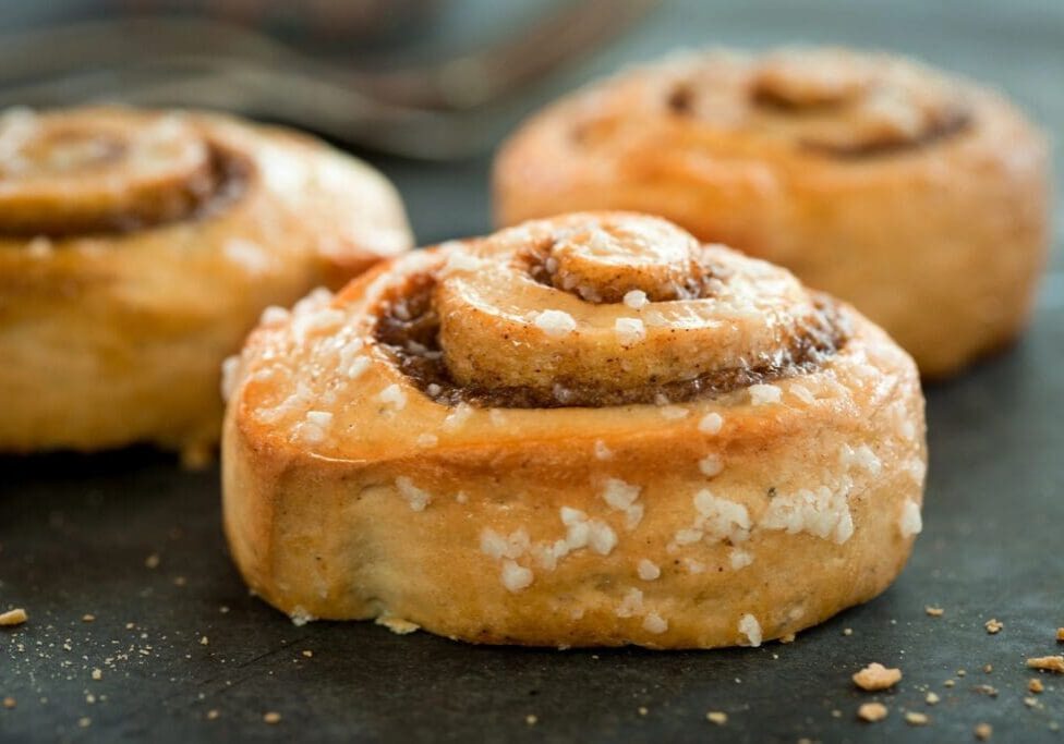 A close up of some pastries on a table