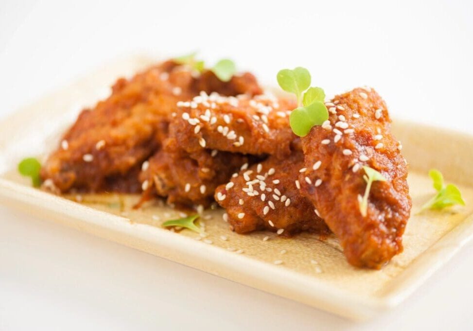 A plate of food that is on top of a table.