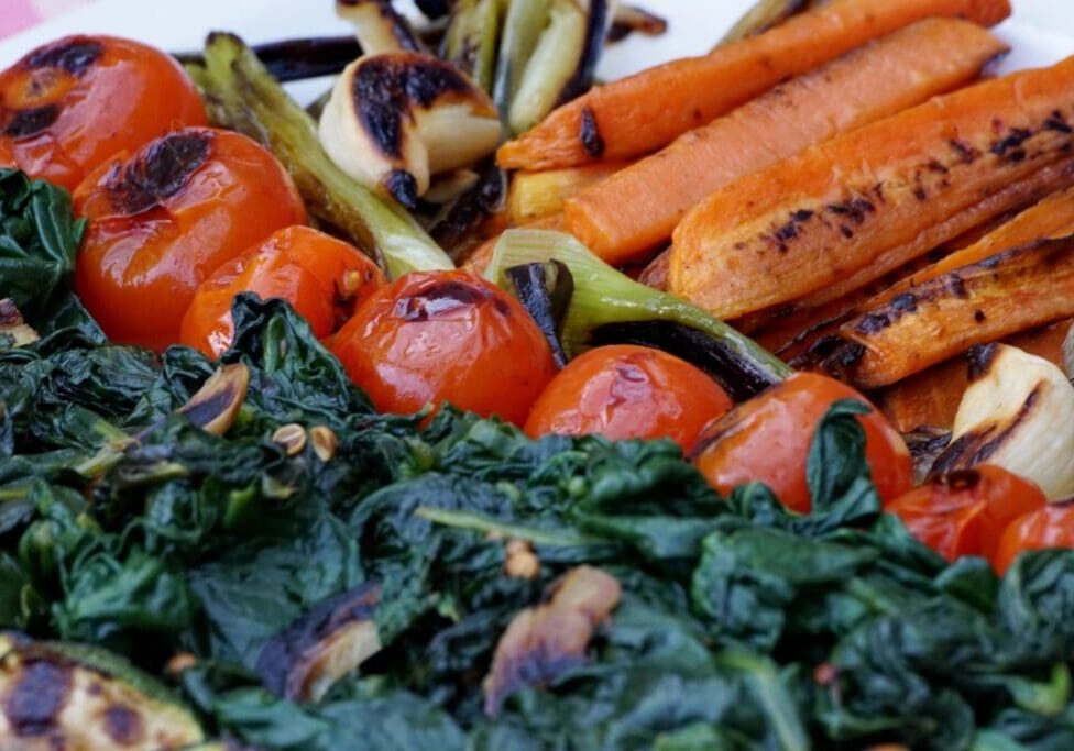 A close up of vegetables on the plate