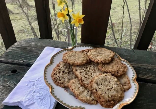 A plate of cookies on the table outside