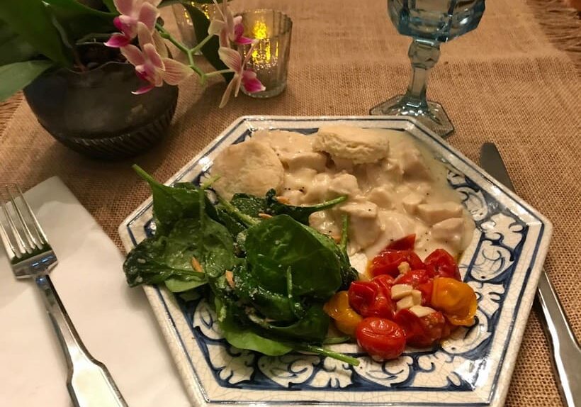 A plate of food on top of a table.