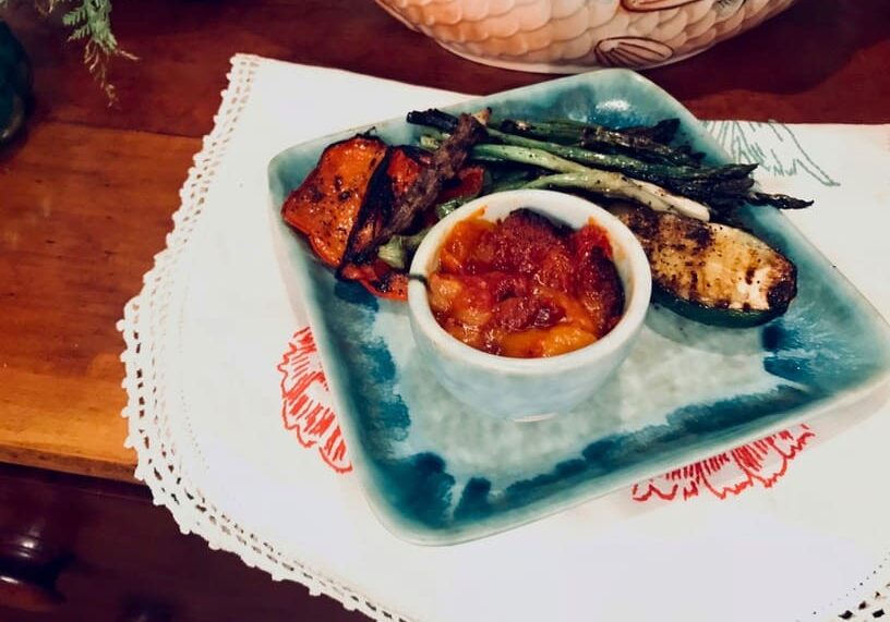 A plate of food on top of a table.